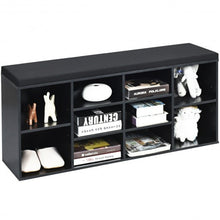 Load image into Gallery viewer, 10-Cube Organizer  Entryway Padded Shoe Storage Bench-Black
