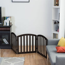 Load image into Gallery viewer, 24'' Configurable Folding Standing 3 Panel Wood Pet Fence-Brown
