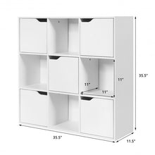Load image into Gallery viewer, 9 Cube Storage Wood Divider Bookcase-White
