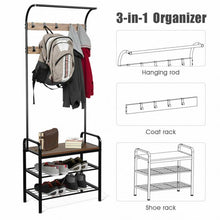 Load image into Gallery viewer, Industrial Coat Shoe Bench Entryway Shelf with 9 Hooks
