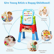Load image into Gallery viewer, Height Adjustable Kids Art Easel Magnetic Double Sided Board-Blue
