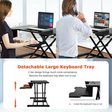 Load image into Gallery viewer, Height Adjustable Standing Desk Converter with Removable Keyboard Tray-Black
