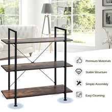 Load image into Gallery viewer, 3-Tier Bookshelf Industrial Bookcase Display Shelf Storage Rack-Brown

