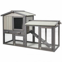Load image into Gallery viewer, 58" Weatherproof Wooden Rabbit Hutch-Gray
