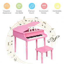 Load image into Gallery viewer, 30-Key Wood Toy Kids Grand Piano with Bench &amp; Music Rack-Pink
