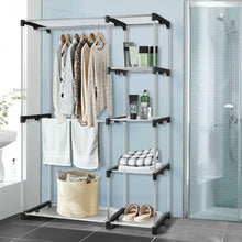 Load image into Gallery viewer, Freestanding Clothes Organizer Rack with Shelves and Hanging Rods
