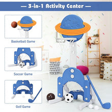 Load image into Gallery viewer, 3 in 1 Kids Basketball Hoop Set with Balls-Blue
