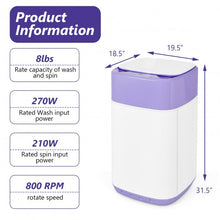 Load image into Gallery viewer, 8lbs Portable Fully Automatic Washing Machine with Drain Pump-Purple
