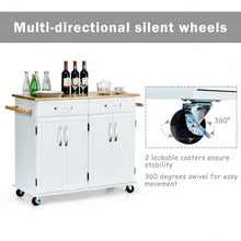 Load image into Gallery viewer, Wood Top Rolling Kitchen Trolley Island Cart Storage Cabinet-White
