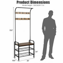 Load image into Gallery viewer, Industrial Coat Shoe Bench Entryway Shelf with 9 Hooks

