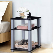 Load image into Gallery viewer, 3 Tier End Table Multipurpose Shelf Night Stand Display Shelving-Black
