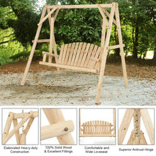 Load image into Gallery viewer, Rustic Wooden Porch Swing Bench with A-Frame Stand Set
