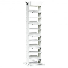 Load image into Gallery viewer, Rotated Shoe Rack 9 Tier Wooden Shoe Organizer -White
