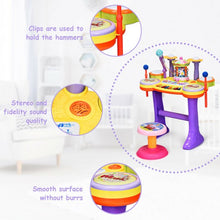 Load image into Gallery viewer, 3-in-1 Kid Piano Keyboard Drum Set with Carousel Music Box

