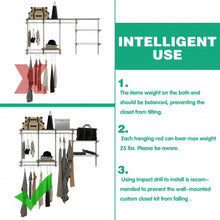 Load image into Gallery viewer, 3 to 6 ft Wall-Mounted Closet System Organizer Kit with Hang Rod -Gray
