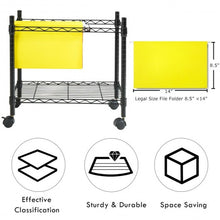 Load image into Gallery viewer, Metal Rolling File Cart for Folder Storage-Black
