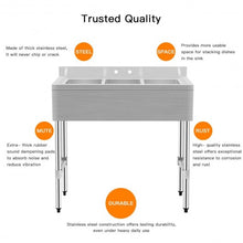 Load image into Gallery viewer, 3-Compartment Stainless Steel Kitchen Commercial Sink

