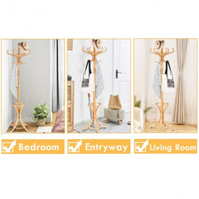 Load image into Gallery viewer, Wood Standing Hat Coat Rack with Umbrella Stand-Oak
