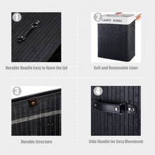 Load image into Gallery viewer, Double Rectangle Bamboo Hamper Laundry Basket-1PC Black
