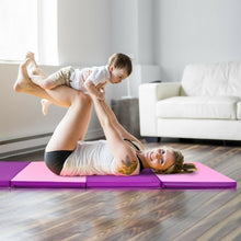 Load image into Gallery viewer, 4 Inch x 8 Inch Folding Gymnastics Panel Mat with Handles Hook-Pink
