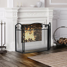 Load image into Gallery viewer, 3 Panel Foldable Steel Fireplace Screen Spark Guard Fence
