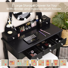 Load image into Gallery viewer, Touch Switch Makeup Dressing Vanity Table Set with 10 Light Bulbs-Black
