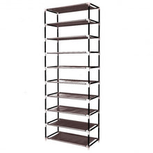 Load image into Gallery viewer, 10 Tier Space Saving Shoe Tower Rack with Fabric Cover-Brown

