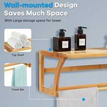 Load image into Gallery viewer, Bamboo Towel Bar Wall Mounted Storage Towel Rack Bathroom Shelf
