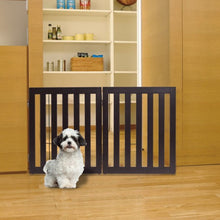 Load image into Gallery viewer, 24'' Folding Standing 3 Panels Wood Pet Fence-Brown
