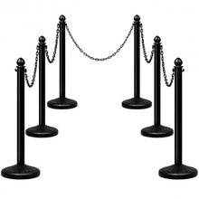 Load image into Gallery viewer, 6PC Set 39.5" Chain C-Hooks Fillable Base Plastic Stanchion-Black
