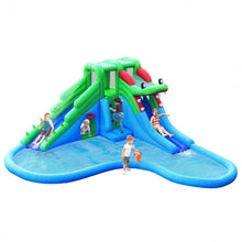 Load image into Gallery viewer, Inflatable Water Park Crocodile Bouncer Dual Slide Climbing Wall

