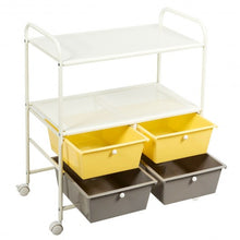 Load image into Gallery viewer, 4 Drawers Shelves Rolling Storage Cart Rack-Yellow

