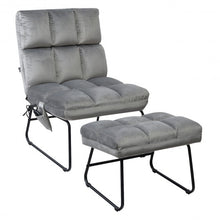 Load image into Gallery viewer, Massage Chair Velvet Accent Sofa Chair with Ottoman and Remote Control - Gray
