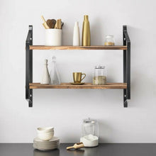 Load image into Gallery viewer, Wooden Wall-Mounted 2-Tier Floating Shelves
