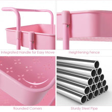 Load image into Gallery viewer, 3-Tier Utility Cart Storage Rolling Cart with Casters-Pink
