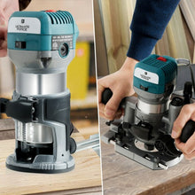Load image into Gallery viewer, 1.25HP Palm Router Kit Variable Speed Woodworking with Plunge base
