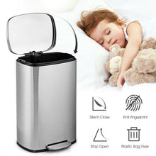 Load image into Gallery viewer, 13.2 Gallon Trash Garbage Can Stainless Steel Bin with Bucket
