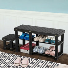 Load image into Gallery viewer, 3-Tier Entryway Bamboo Shoe Rack Bench Stool Storage Organizer
