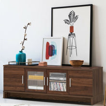 Load image into Gallery viewer, 70" Media Entertainment TV Stand with Storage Cabinet-Walnut
