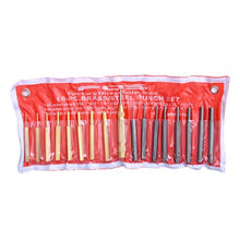 Load image into Gallery viewer, 18 Pcs Brass &amp; Steel Punch Set Solid w/ Automatic Pin Center Pouch
