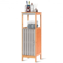 Load image into Gallery viewer, Bathroom Floor Cabinet Freestanding Single Door Bamboo 3-Tier Storage
