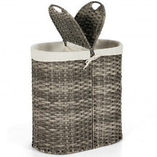 Load image into Gallery viewer, Handwoven Laundry Hamper Basket with 2 Removable Liner Bags-Gray

