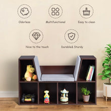 Load image into Gallery viewer, 6-Cubby Kid Storage Bookcase Cushioned Reading Nook-Brown
