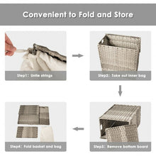 Load image into Gallery viewer, Laundry Hamper Hand-Woven Synthetic Rattan Laundry Basket-Gray
