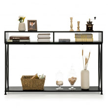 Load image into Gallery viewer, Console Table with Open Shelf and Storage Compartments Steel Frame-Black
