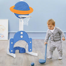 Load image into Gallery viewer, 3 in 1 Kids Basketball Hoop Set with Balls-Blue
