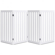 Load image into Gallery viewer, 35'' Folding Standing 4 Panel Wood Pet Fence-White
