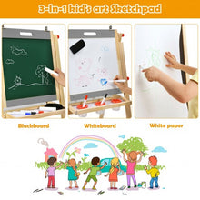 Load image into Gallery viewer, Kids Art Easel with Paper Roll Double Sided Chalkboard and Whiteboard-Gray
