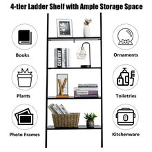 Load image into Gallery viewer, 4-Tier Industrial Leaning Wall Bookcase-Black
