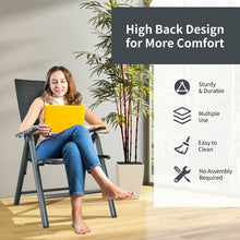 Load image into Gallery viewer, 2PCS Patio Folding Dining Chairs Aluminum Padded Adjustable Back-Gray
